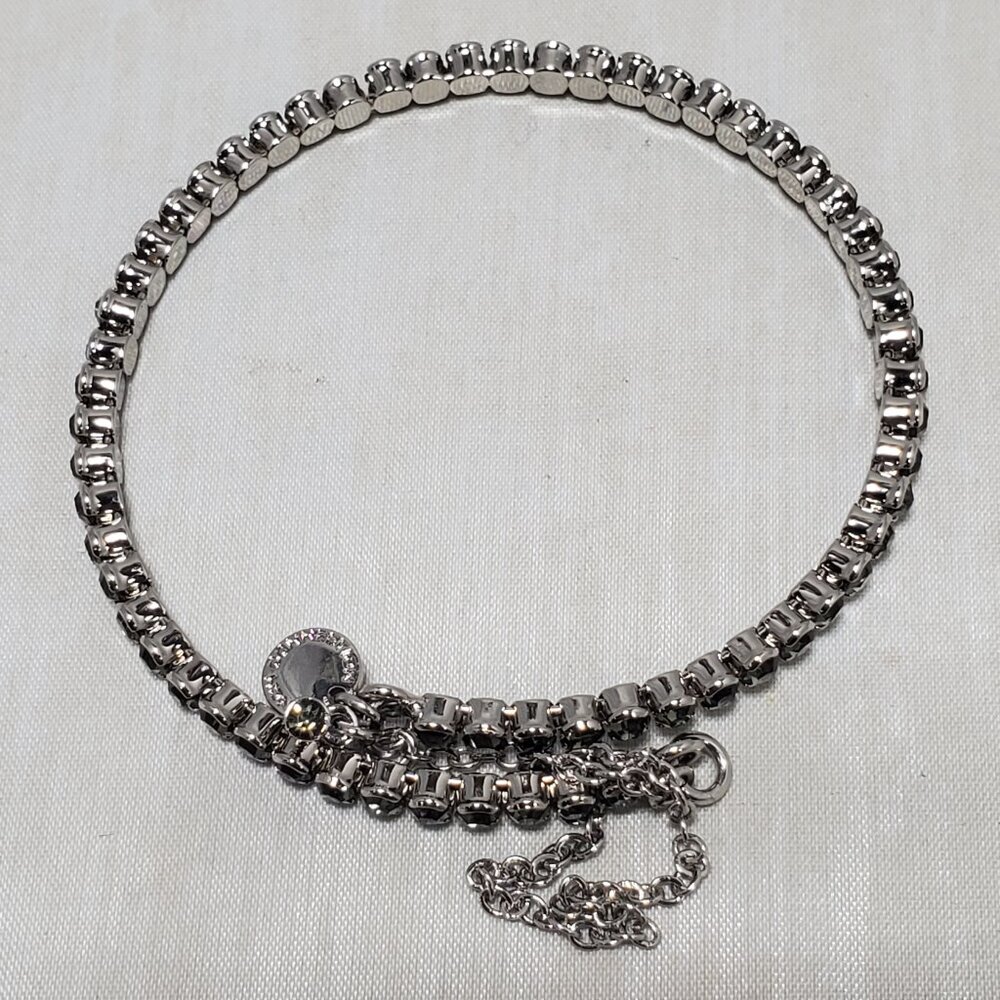 French Connection Silver Tennis Bracelet with Rhinestones